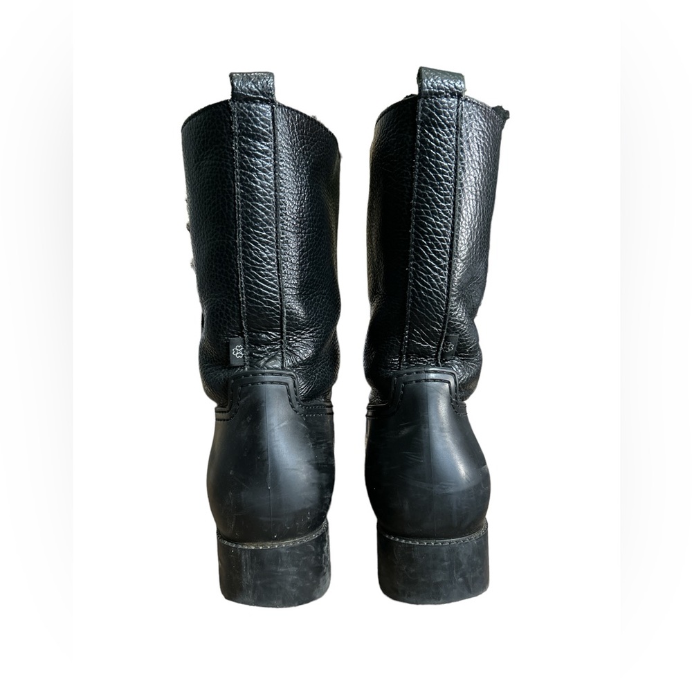 LK Bennett leather sheerling Rain Boots 37 half calf black - Picture 4 of 5